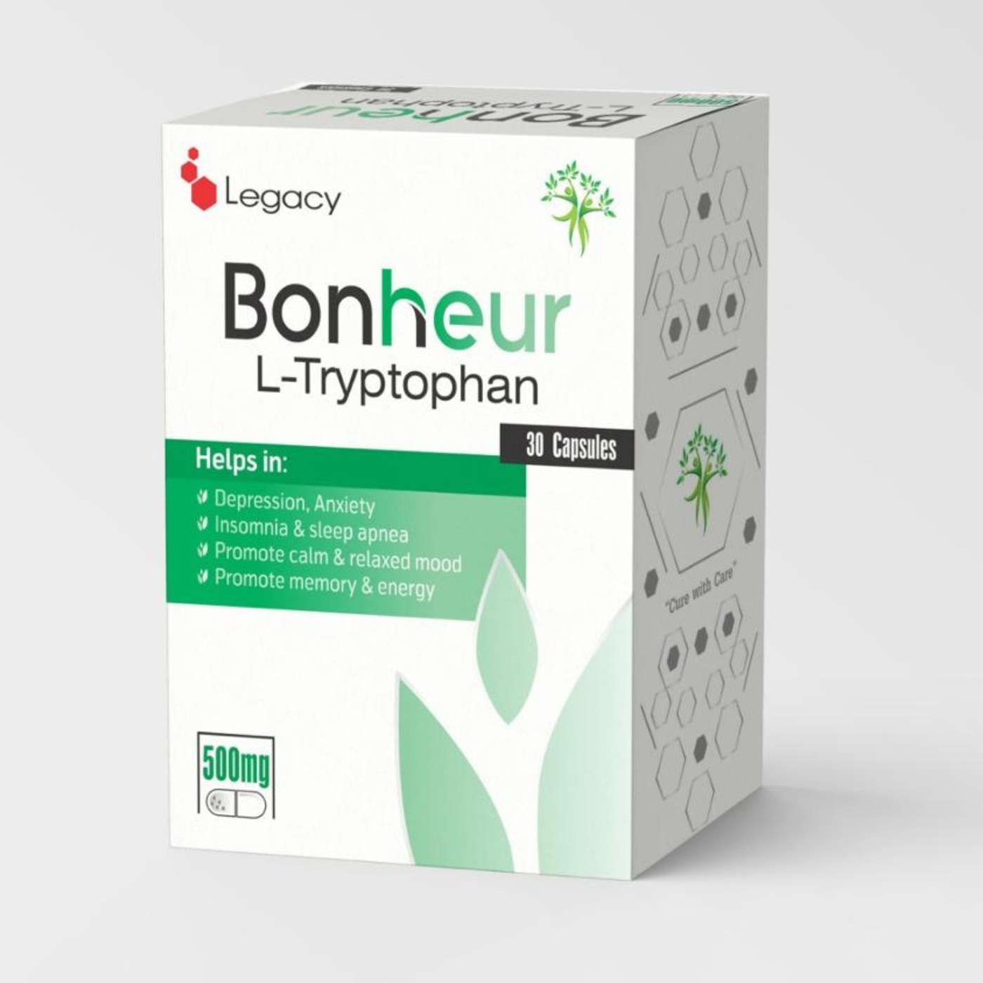 Bonheur | L-Tryptophan 500mg Mood Support Capsules | 30 Capsules